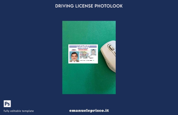 stile verificato modello patente di guida USA Montana versione photolook FRONT 1